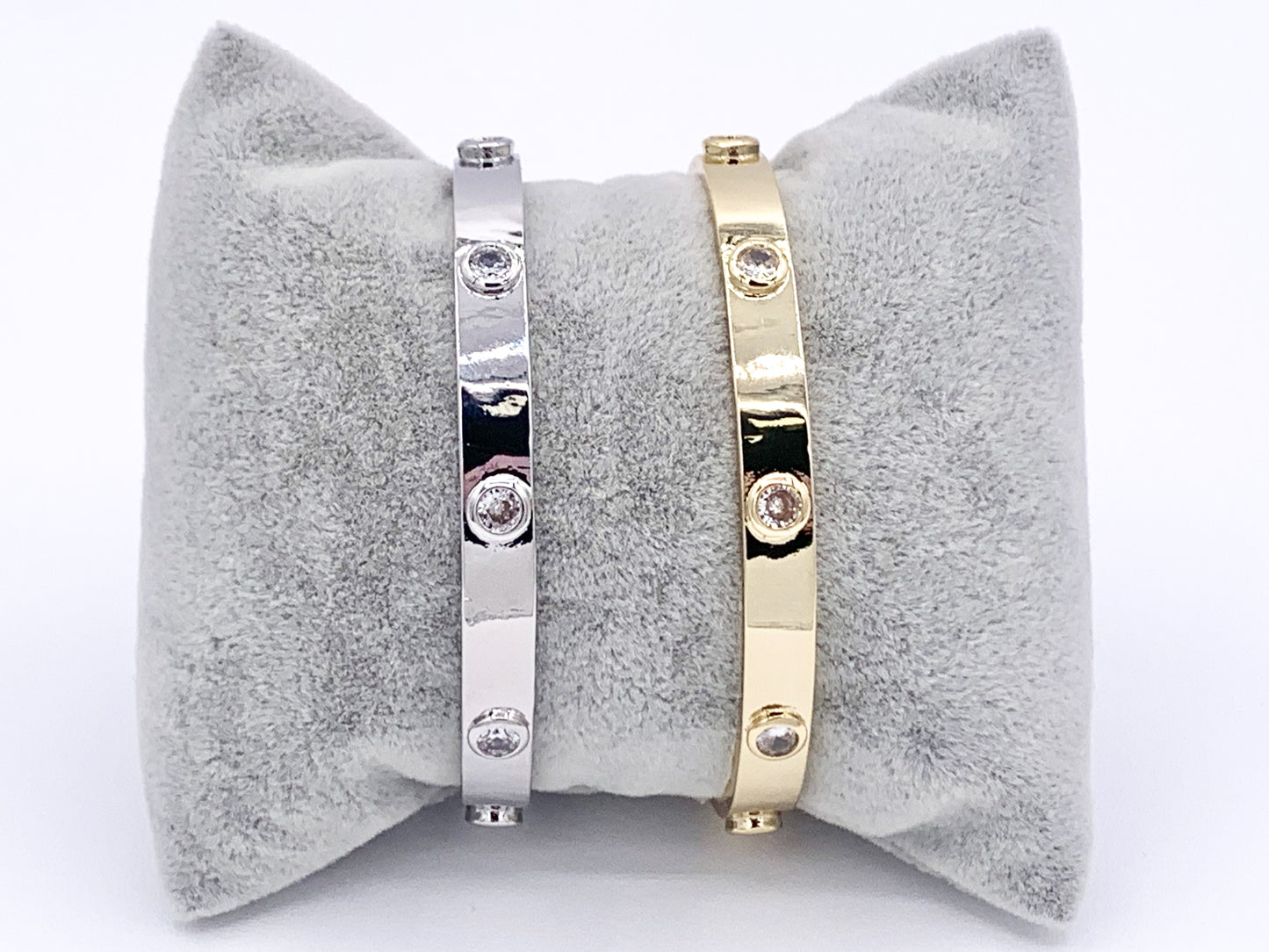 Rhinestone CZ Pave Coin Drop Dainty Adjustable Bracelet Cuffs in 18K Gold or Silver Plated Copper 1piece