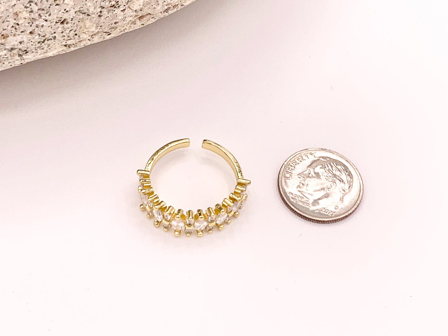 Anillos ajustables de estilo nupcial con diamantes de imitación Marquis glamorosos en oro de 18 quilates o cobre chapado en plata, 4 piezas