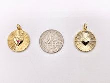 Load image into Gallery viewer, Heart Coin Pave Charm in Real Gold 18K Plated Micro CZ Over Copper 10 PCS