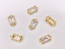 Cargar imagen en el visor de la galería, 18K Gold Plated CZ Pave Rectangle Connector Over Copper 6 PCS