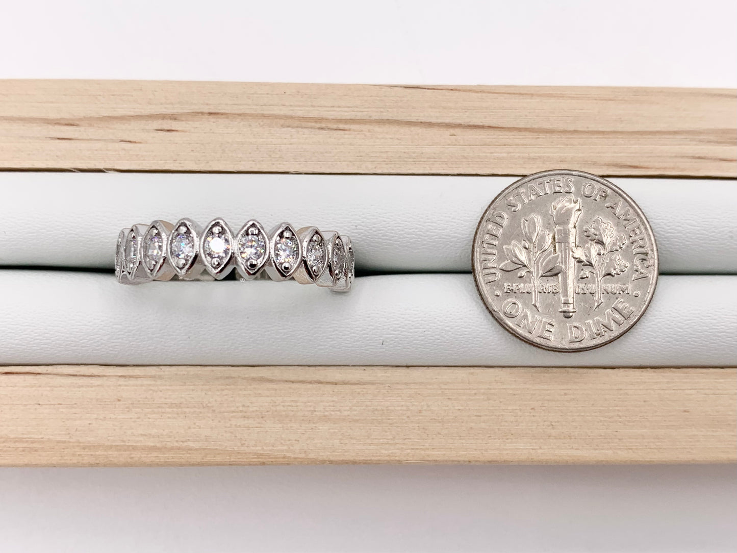 Dainty Silver Eye Oval Link Shape Stackable Rings in Platinum 18K Plated Copper CZ Pave Adjustable Ring 5 PCS