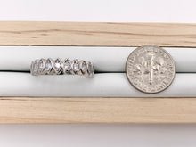 Load image into Gallery viewer, Dainty Silver Eye Oval Link Shape Stackable Rings in Platinum 18K Plated Copper CZ Pave Adjustable Ring 5 PCS