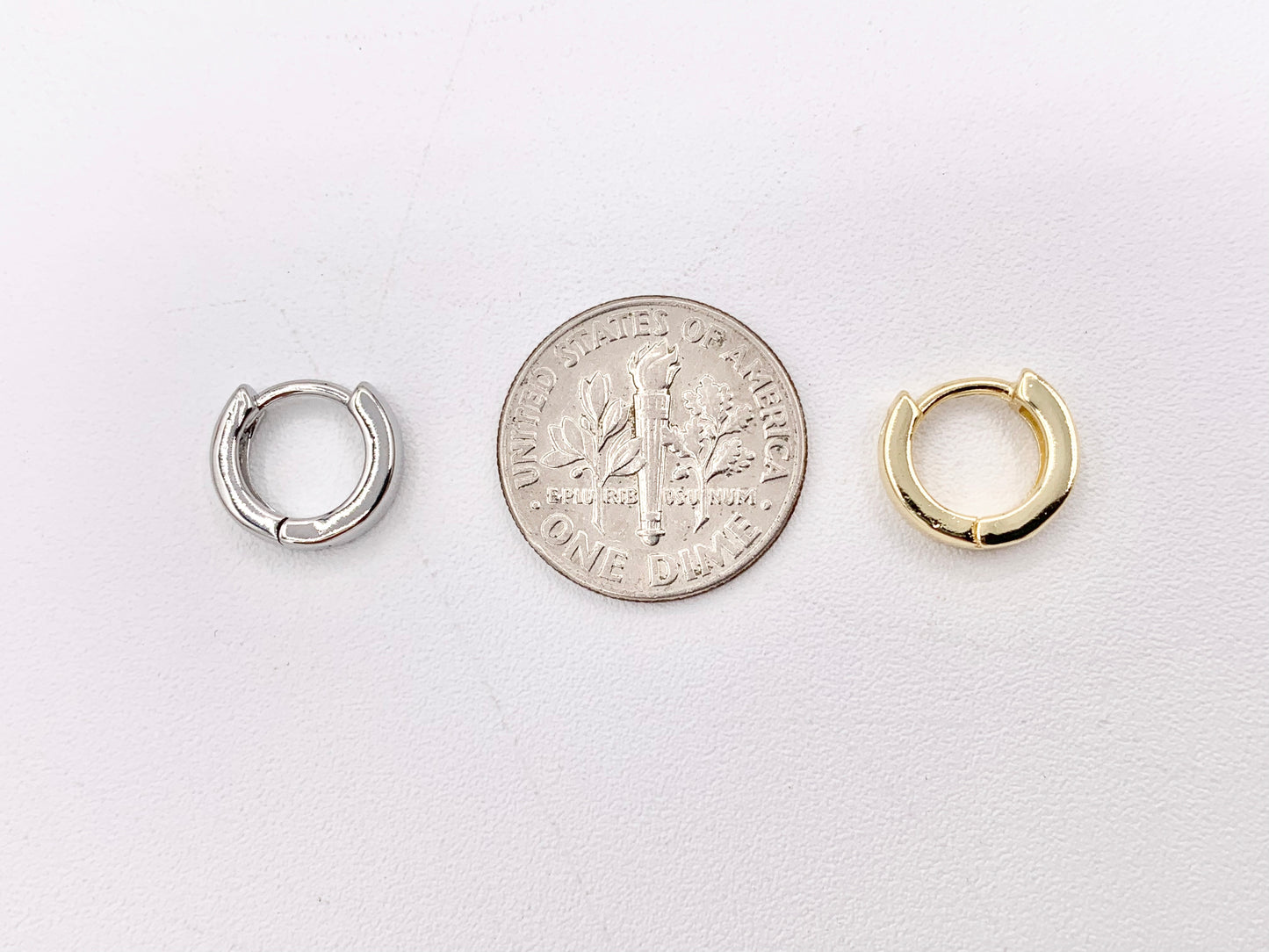 Simple Plain Tiny Earring Huggies 18K Gold/Silver Plated Over Copper Earrings 5 PAIRS