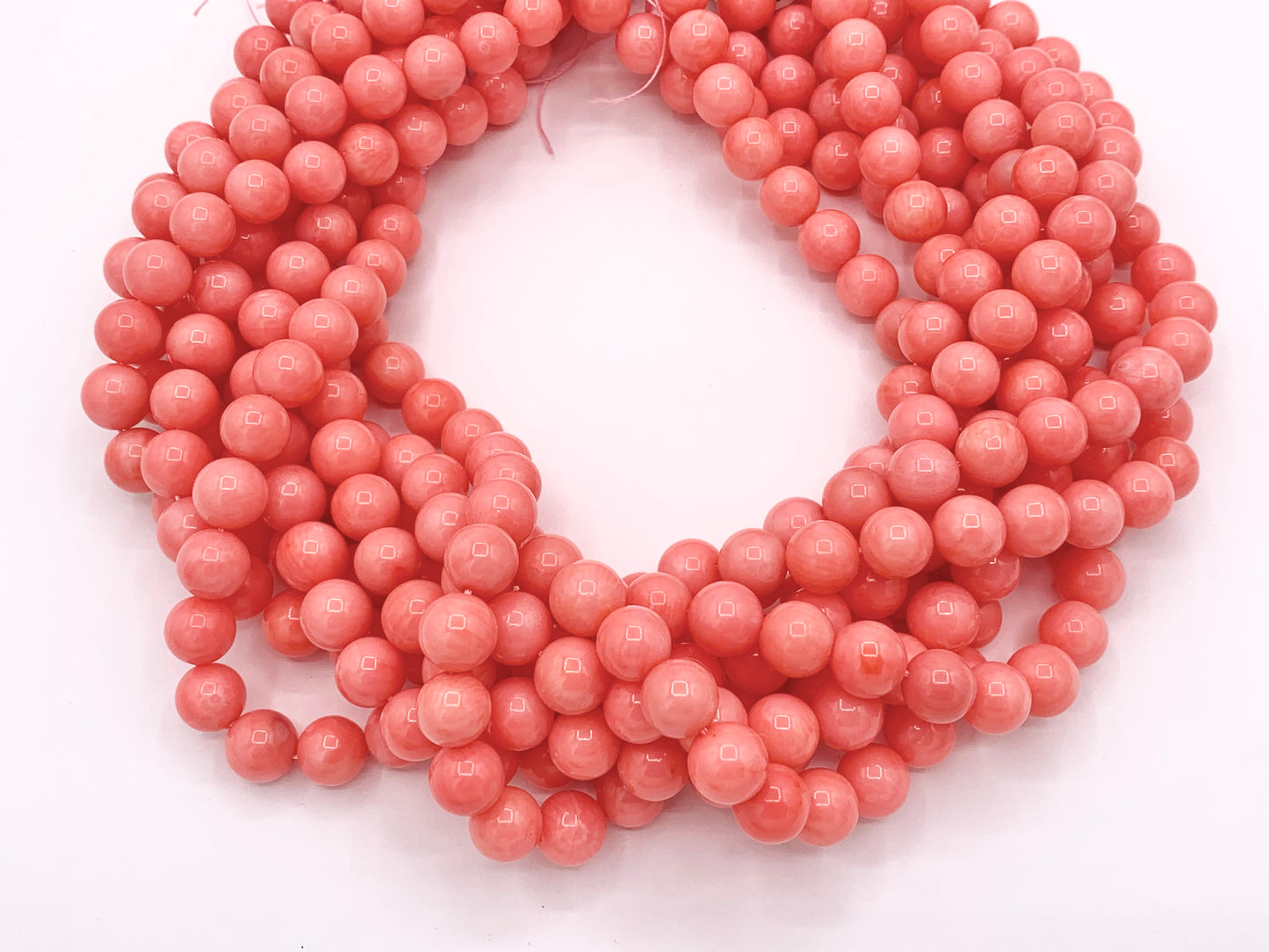 Grade AA Pink Bamboo Coral Round Smooth Shiny Beads For Jewelry Making 8mm, 9mm, 10mm Around 15"