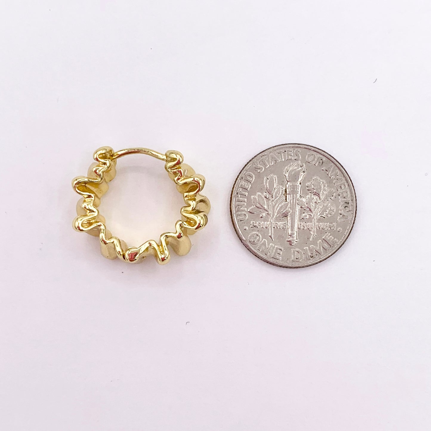 Minimalist 18mm Scrunch Hoop Huggie Earrings in 18K Gold Plated Over Copper 5 PAIRS