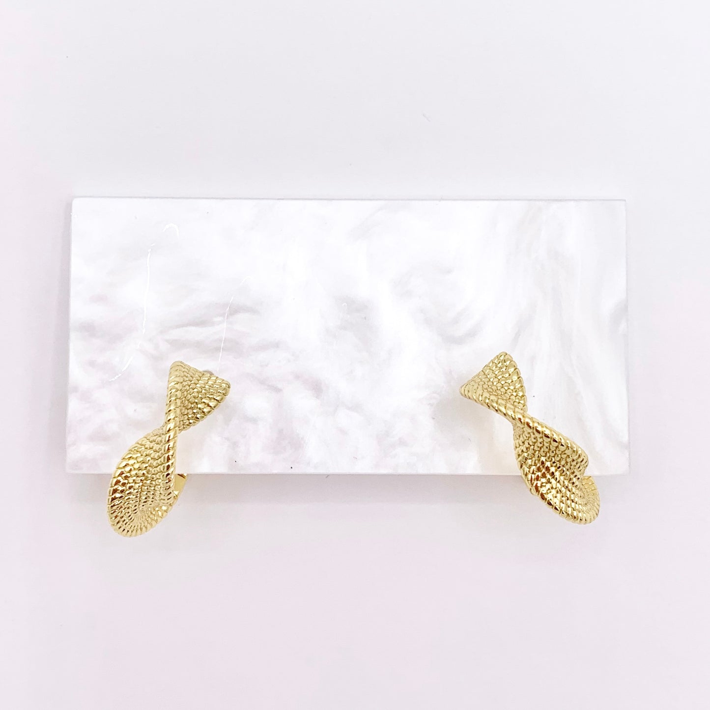 Minimalist 20mm Twisted Hoop Huggie Earrings in 18K Gold Plated Over Copper 5 PAIRS