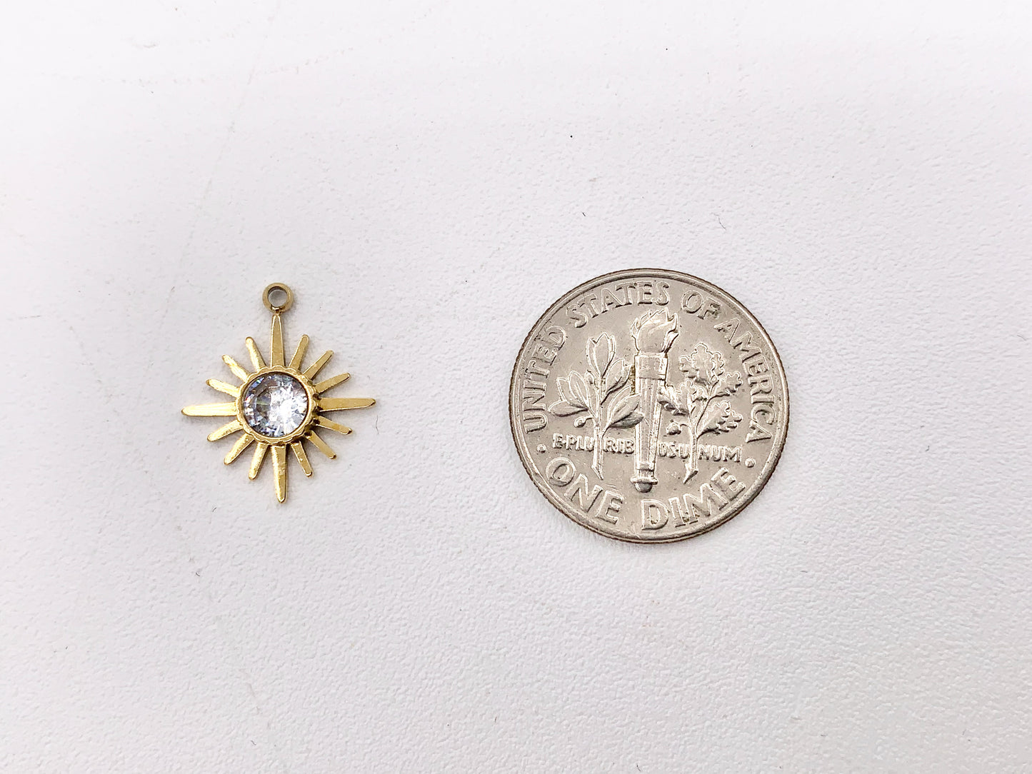 Adorable CZ Pave Starburst Charms in 18K Gold plated Stainless Steel 10 PCS