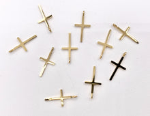 Cargar imagen en el visor de la galería, Plain Dainty Cross Pendant Charm in Real Gold 18K Plated Over Stainless Steel 10 PCS