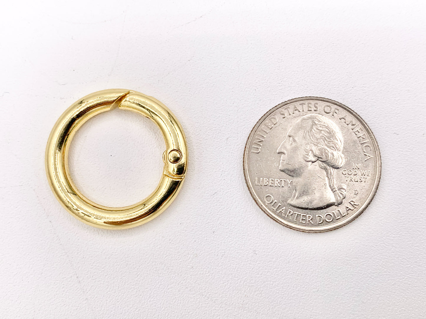 1 Inch Cute Plain Circle Key Chain Clasps in 18K Gold Plated Copper 5 PCS