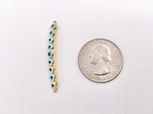 Load image into Gallery viewer, White Blue Enamel Mini Evil Eye Connectors in Real 18K Gold Plated Copper 10 PCS