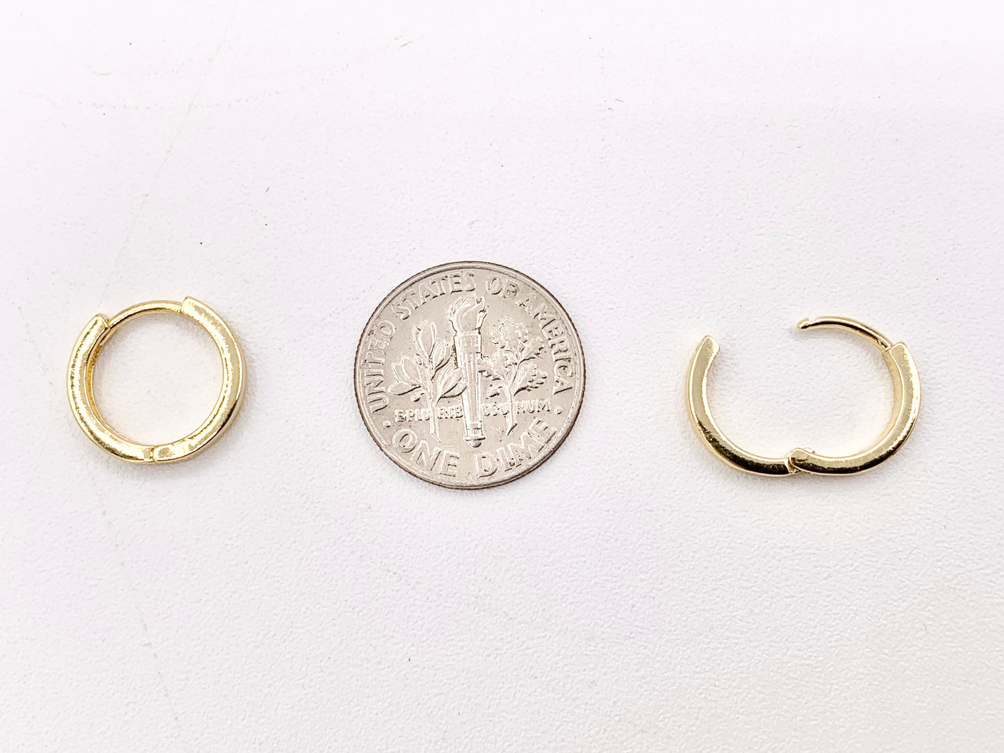 Simple White Enamel Tiny Earring Huggies 18K Gold Plated Over Brass Earrings 5 PAIRS