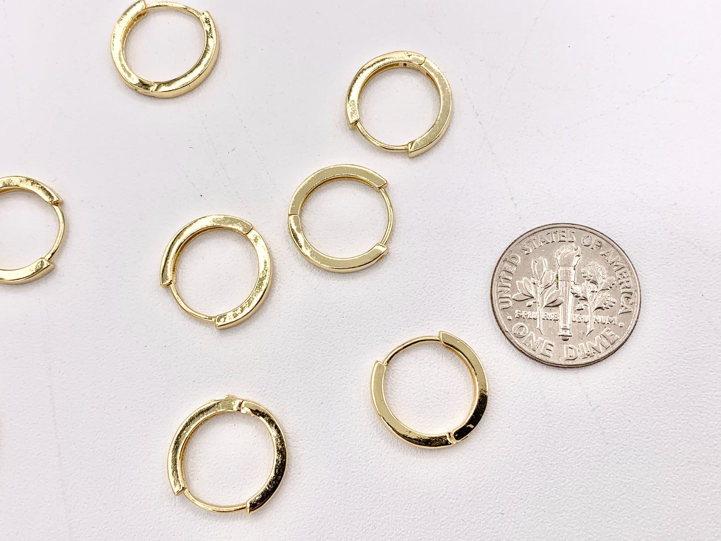 Simple Plain Tiny Earring Huggies 18K Gold Plated Over Brass Earrings 5 PAIRS