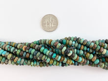 Cargar imagen en el visor de la galería, Guaranteed 100% Genuine Natural Turquoise 5mm Roundelle Natural Mineral Authentic Gemstone Beads Around 15-16" *See Description for details