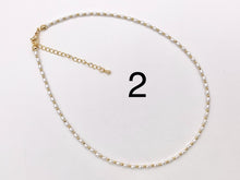 Load image into Gallery viewer, Delicate Dainty Minimalist Pearl Finished Necklace with Gold Plated Copper Spacer Beads and Clasps 14.5" Price For 1 Necklace