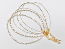 Load image into Gallery viewer, Delicate Dainty Minimalist Pearl Finished Necklace with Gold Plated Copper Spacer Beads and Clasps 14.5" Price For 1 Necklace