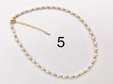 Load image into Gallery viewer, Delicate Dainty Minimalist Pearl Finished Necklace with Gold Plated Copper Spacer Beads and Clasps 14.5" Price For 1 Necklace