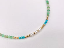 Load image into Gallery viewer, Delicate Chrysoprase, Magnesite & Pearl Necklaces 18K Gold Plated Copper Cute Choker Finished Necklace 16" Price For 1 Necklace