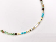 Load image into Gallery viewer, Delicate Chrysoprase, Magnesite & Pearl Necklaces 18K Gold Plated Copper Cute Choker Finished Necklace 16" Price For 1 Necklace