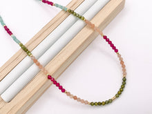 Cargar imagen en el visor de la galería, Delicate Assorted Hand Cut Stone Beaded Necklace 18K Gold Plated Copper Findings Cute Finished Necklace 16" 1 PC