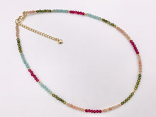 Cargar imagen en el visor de la galería, Delicate Assorted Hand Cut Stone Beaded Necklace 18K Gold Plated Copper Findings Cute Finished Necklace 16" 1 PC