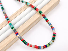 Cargar imagen en el visor de la galería, Delicate Assorted Stone Heishi Necklace 18K Gold Plated Copper Clasps Cute Choker Finished Necklace 15-16" 1 PC