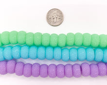 Cargar imagen en el visor de la galería, 8x14mm Acrílico Druzy Brillante Forma de Rueda Cuentas de Acrílico Agujero Grande Rhinestone Acrílico Rondelle Cuentas 7" de Largo / Disponible en 16 Colores