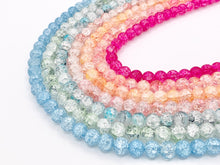 Load image into Gallery viewer, Multicolor Dyed Crackle Glass Beads Round Smooth Shiny Healing Crystalline Beads 8mm 10mm Around 15" 1 Strand