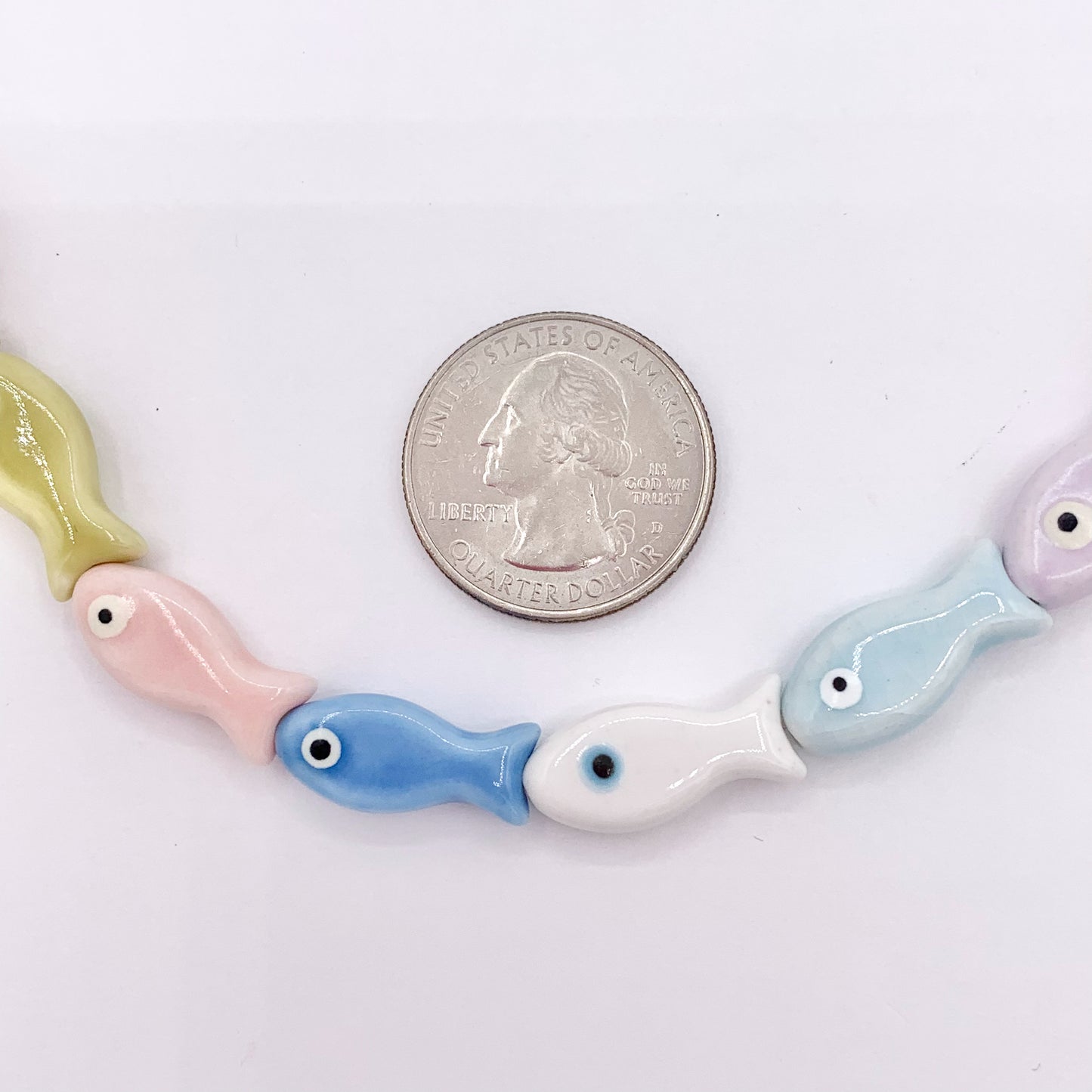 Fish Shape Ceramic Porcelain Shiny Beads For Jewelry Making 12" Price For 1 Strand