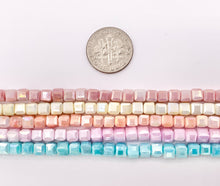 Load image into Gallery viewer, 4-4.5mm High Quality Opaque Crystal Cube Faceted Extra Shiny Crystal Beads 1 Strand 15" Available in 5 Colors