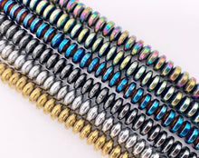 Cargar imagen en el visor de la galería, 6mm Natural Hematite Rondelle Saucer Smooth Energy Beads Around 15"-16" Available in 6 Colors 1 Strand