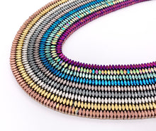 Cargar imagen en el visor de la galería, 4mm Natural Hematite Faceted Square Spacers Energy Beads Around 15" Available in 9 Colors 1 Strand