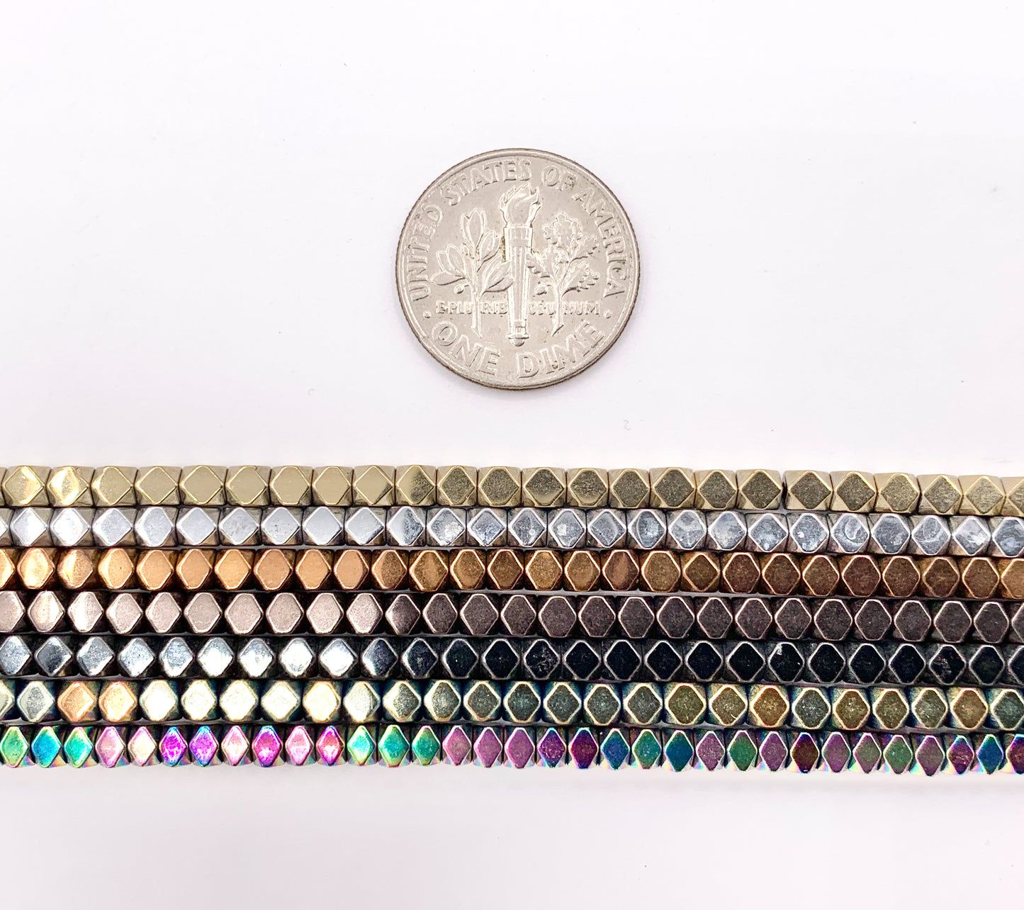 3-4mm Natural Hematite Faceted Cube Energy Beads Around 15" Available in 7 Colors 1 Strand