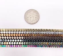 Cargar imagen en el visor de la galería, 3-4mm Natural Hematite Faceted Cube Energy Beads Around 15" Available in 7 Colors 1 Strand