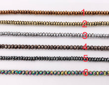 Load image into Gallery viewer, 4mm Natural Hematite Rondelle Faceted Energy Beads Around 15" Available in 6 Colors 1 Strand