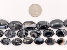 Load image into Gallery viewer, Grade AAA Black Sardonyx with White Stripes Agate Shiny Polished Oval And Coin Shape Natural Stone Beads Around 15"