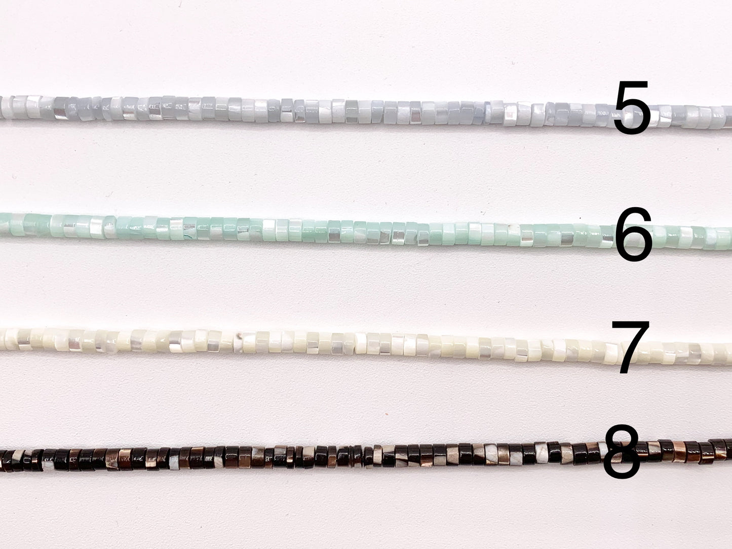 4mm Natural Trocas/Trochidae Shell Heishi Beads Mosaic Disc Shape Beads Around 15" Available in 8 Colors