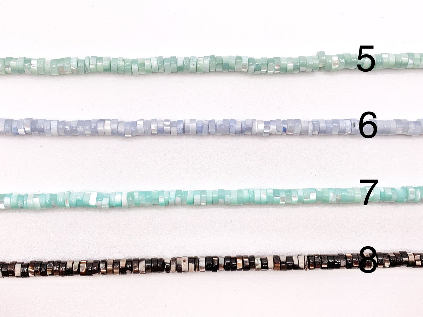 5-6mm Natural Trocas/Trochidae Shell Heishi Beads Mosaic Disc Shape Beads Around 15" Available in 8 Colors