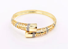 Load image into Gallery viewer, 2 Tone Filigree Bypass Bangle in Gold/Silver Plated over Brass 6.5" 1 PC