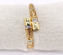Load image into Gallery viewer, 2 Tone Filigree Bypass Bangle in Gold/Silver Plated over Brass 6.5" 1 PC