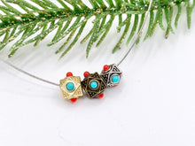 Cargar imagen en el visor de la galería, 6x9mm Pewter Cube Faceted Spacer Beads with Red & Blue Beads Tiny Nugget Space Beads for Jewelry Making Antique Gold, Silver, Bronze