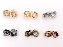 Cargar imagen en el visor de la galería, 11x14mm Tubo trenzado con cuerda de peltre Agujero grande envuelto Cuentas espaciadoras texturizadas Oro rosado, Oro mate, Plata, Bronce, Cobre y Gunmetal