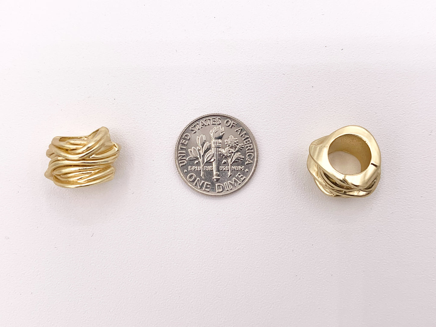 11x14mm Tubo trenzado con cuerda de peltre Agujero grande envuelto Cuentas espaciadoras texturizadas Oro rosado, Oro mate, Plata, Bronce, Cobre y Gunmetal