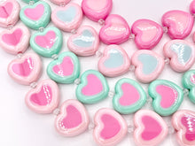 Cargar imagen en el visor de la galería, 30x26mm 2 Tone Acrylic Shiny Heart Shape Beads Large Hole Valentine's Day Heart Beads 11-12" Long | Available in 4 Colors
