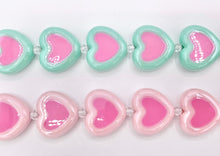 Cargar imagen en el visor de la galería, 30x26mm 2 Tone Acrylic Shiny Heart Shape Beads Large Hole Valentine's Day Heart Beads 11-12" Long | Available in 4 Colors