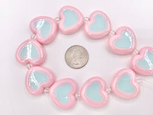 Cargar imagen en el visor de la galería, 30x26mm 2 Tone Acrylic Shiny Heart Shape Beads Large Hole Valentine's Day Heart Beads 11-12" Long | Available in 4 Colors