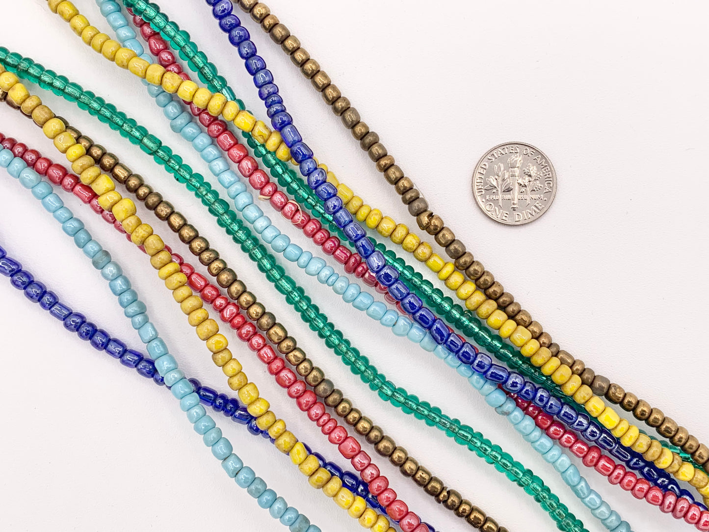 4mm African Sandcast Electroplated Seed Beads Handmade Glass Beads From Ghana in Red, Baby Blue, Yellow, Dark Blue, Antique Gold And Green