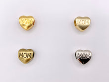 Cargar imagen en el visor de la galería, 10mm Pewter Heart Spacer Beads Double Sided MOM Puffy Heart Space Beads in Gold, Matte Gold, Silver and Bronze Color