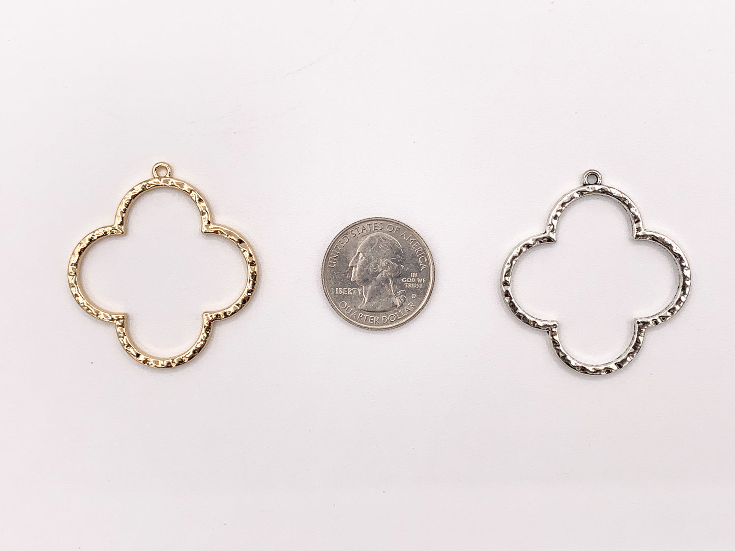 40x44mm Pewter Clover Pendants Cute Cut Out Quatrefoil Pendants Bulk Order in Gold, Silver, Brass, and Gunmetal