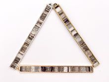 Load image into Gallery viewer, 7x83mm/3.26 inches Pewter Hand Crafted Bar Pendants with Gray Fabric in Gold, Silver and Brass