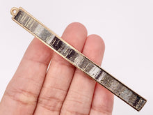 Load image into Gallery viewer, 7x83mm/3.26 inches Pewter Hand Crafted Bar Pendants with Gray Fabric in Gold, Silver and Brass